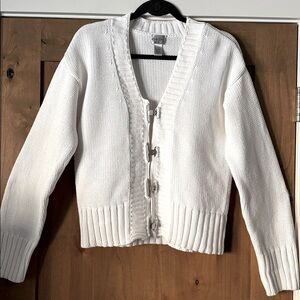 Chico's Chunky Metal Clasp Cardigan Sweater Womens 1/M Cotton 90’s Y2K Preppy